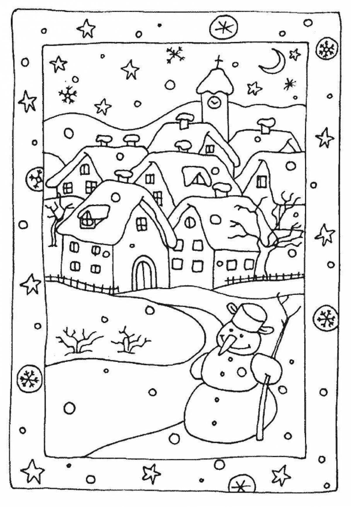 Adorable snowman coloring by numbers