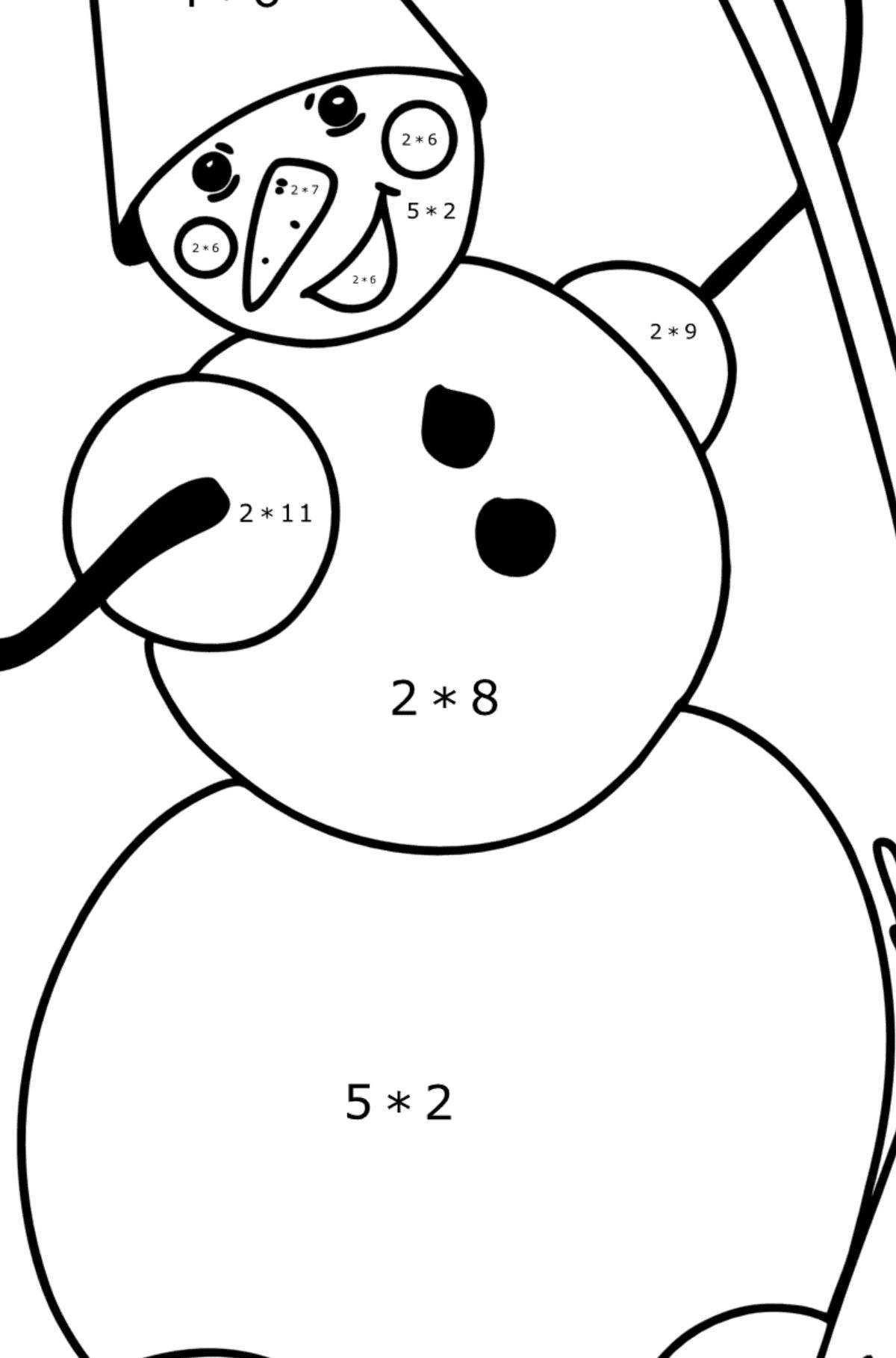 Playful snowman coloring by numbers