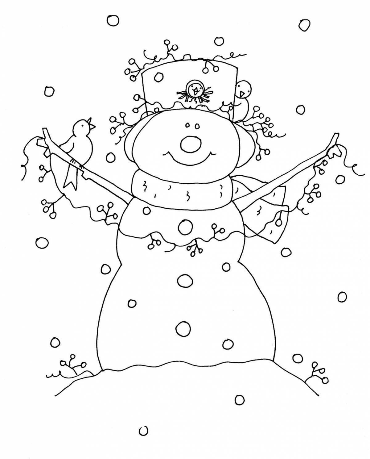 Сказочная раскраска снеговик по номерам