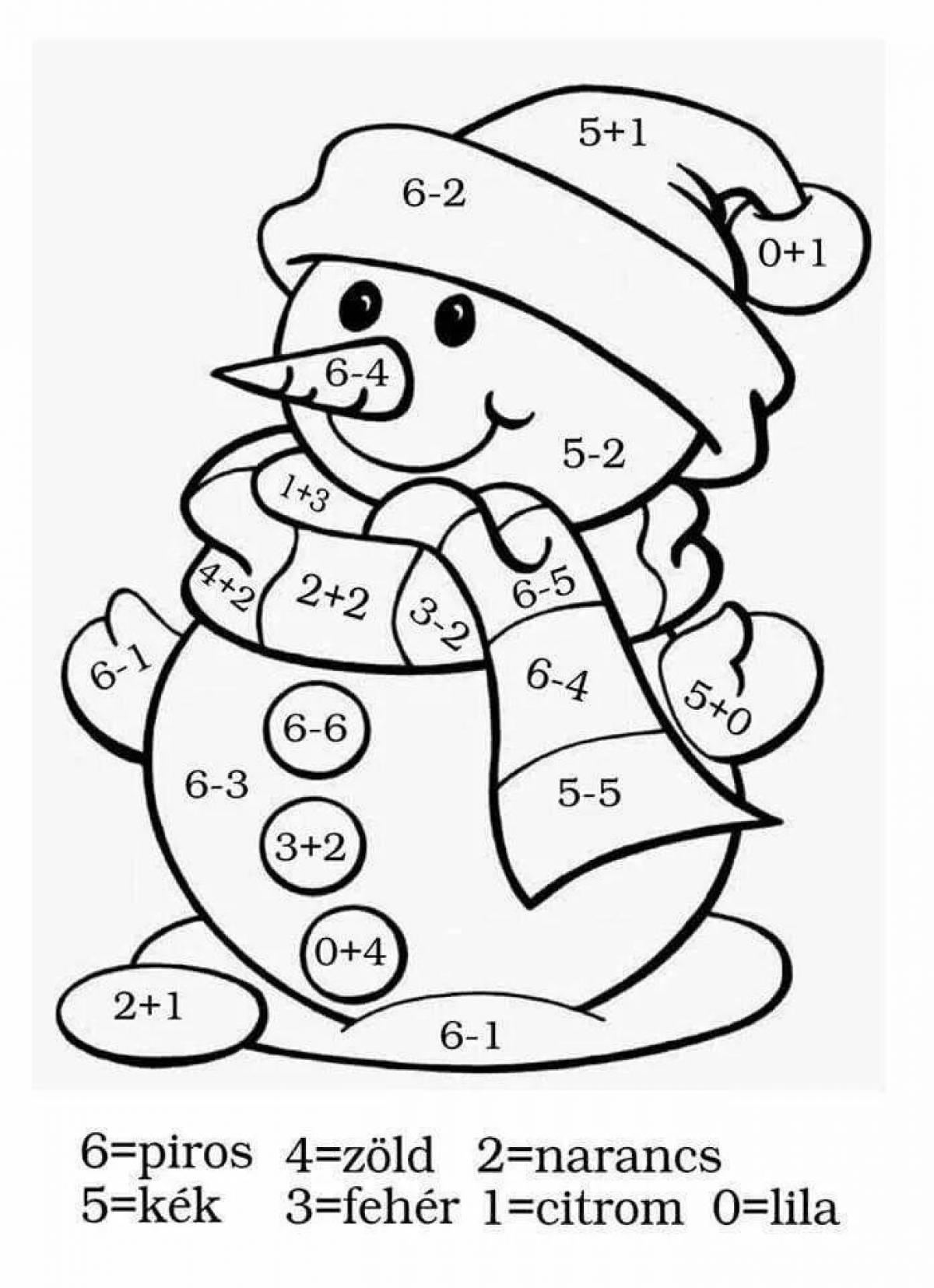 Glowing snowman coloring by numbers