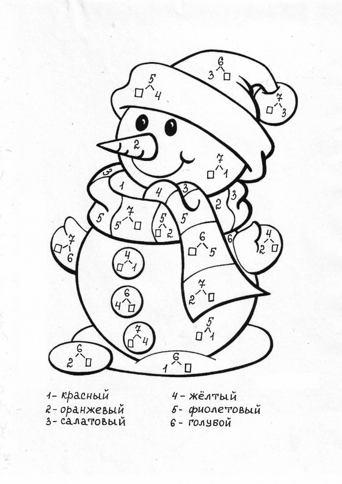 Exotic snowman coloring by numbers