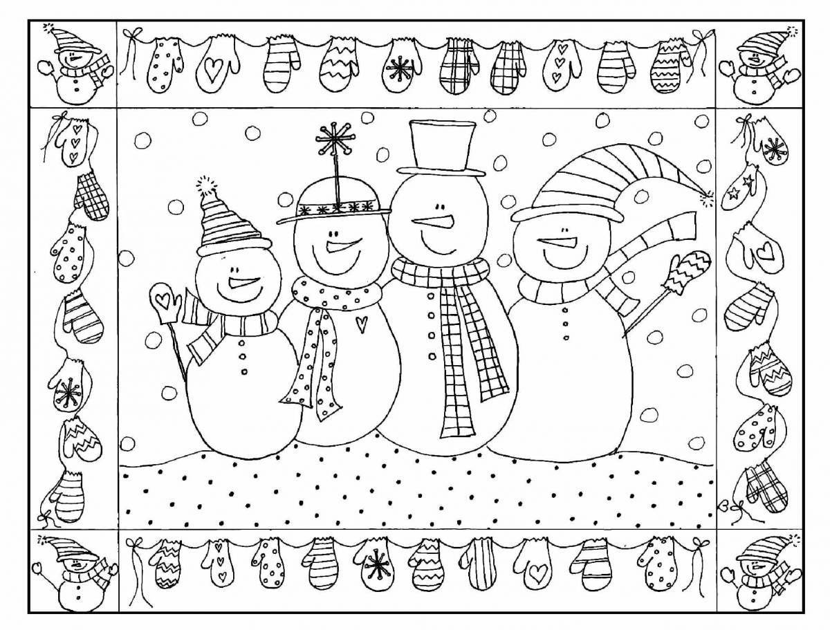 Dazzling snowman coloring by numbers