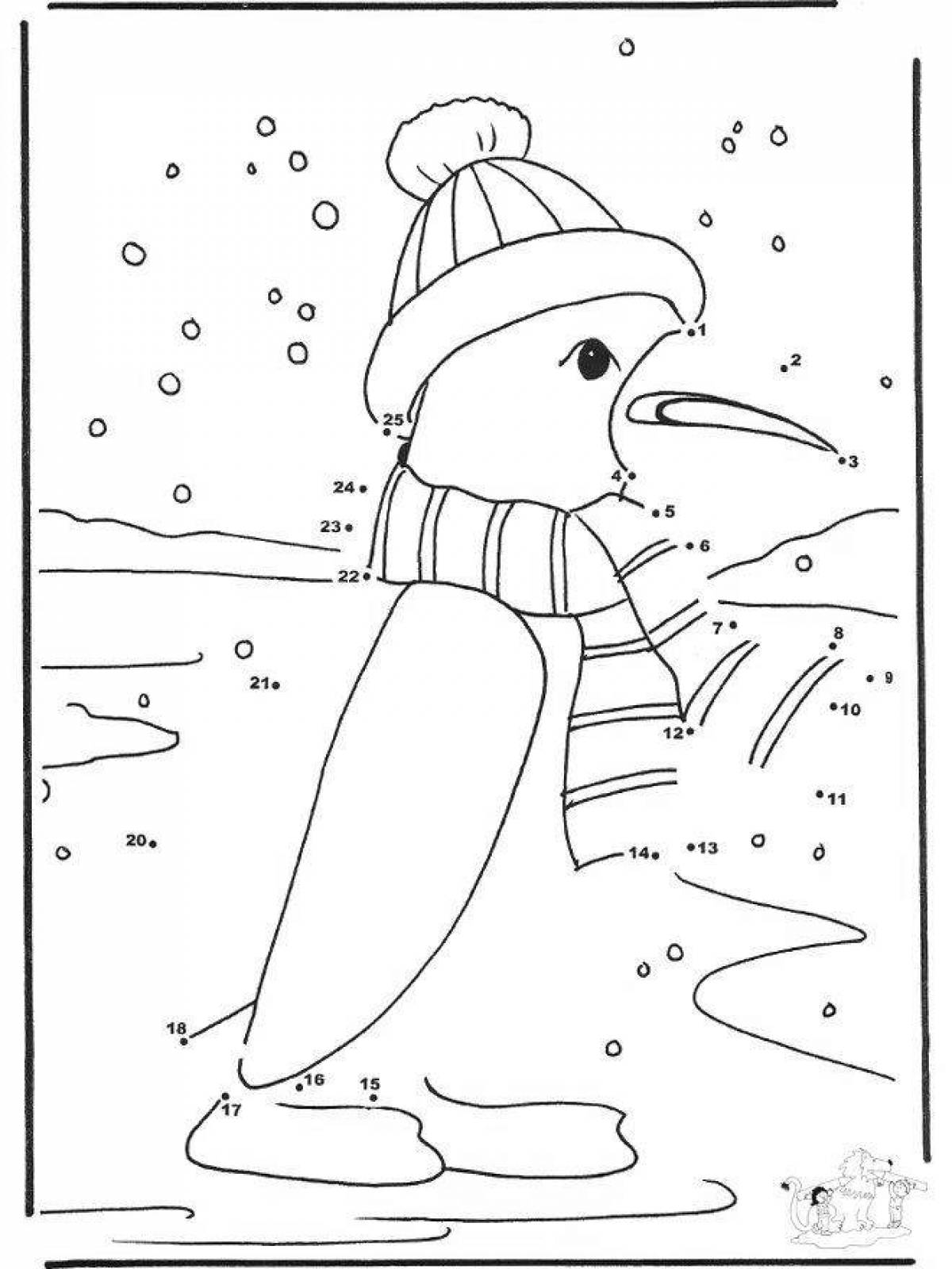 Shiny snowman coloring by numbers