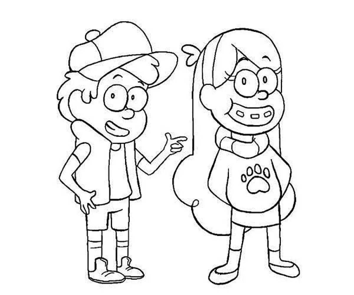 Coloring book funny dipper and mabel