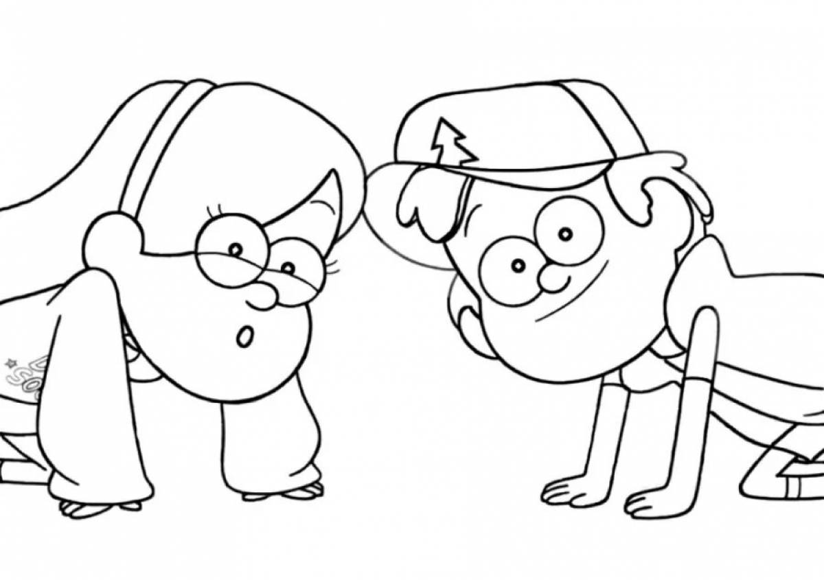 Glowing dipper and mabel coloring page