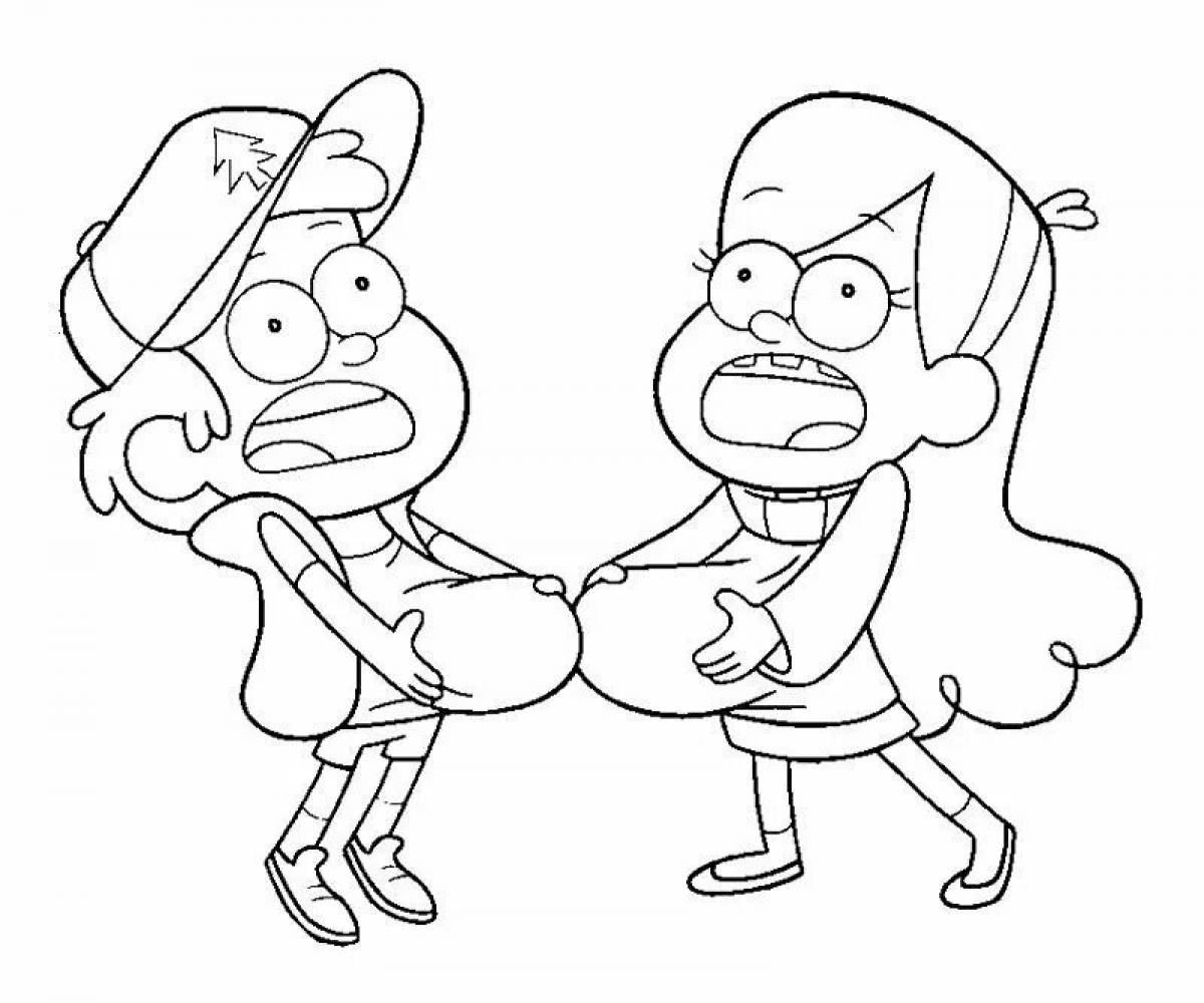 Gorgeous dipper and mabel coloring page
