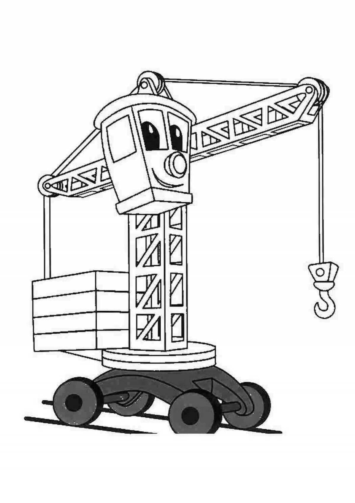 Playful crane coloring page for kids