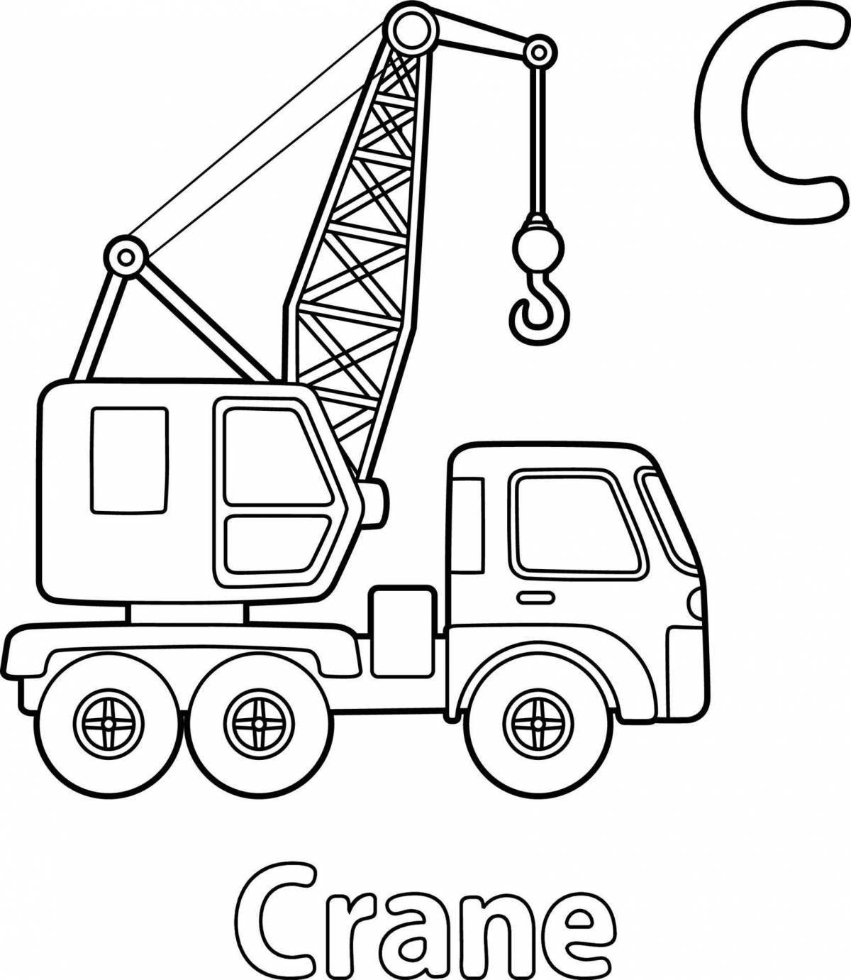 Colorful crane coloring page for kids