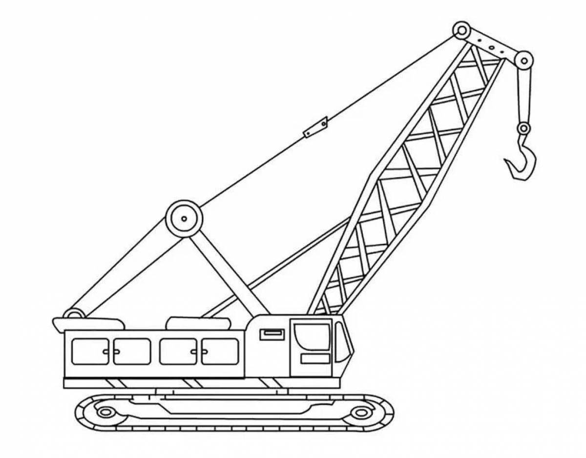 Colored crane coloring book for kids