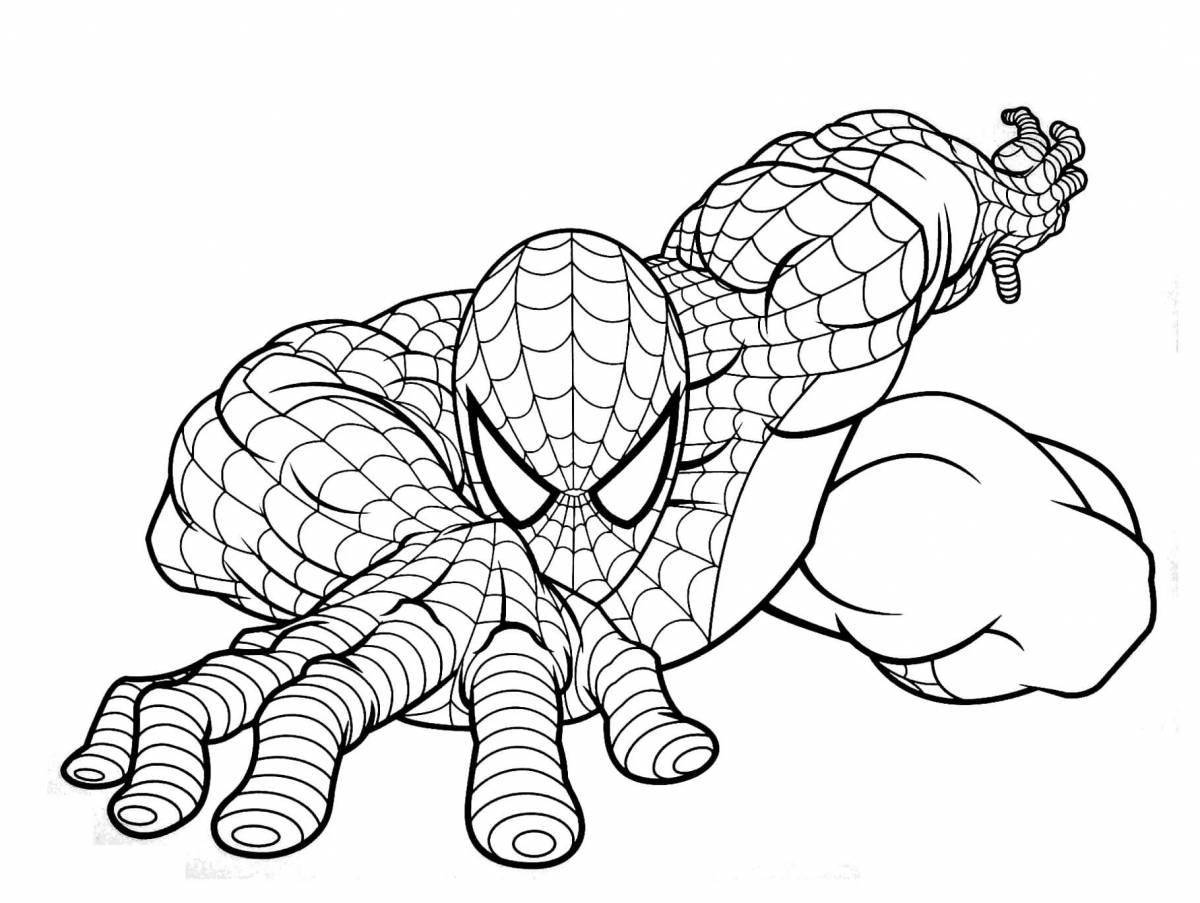 Spiderman dynamic coloring page for kids