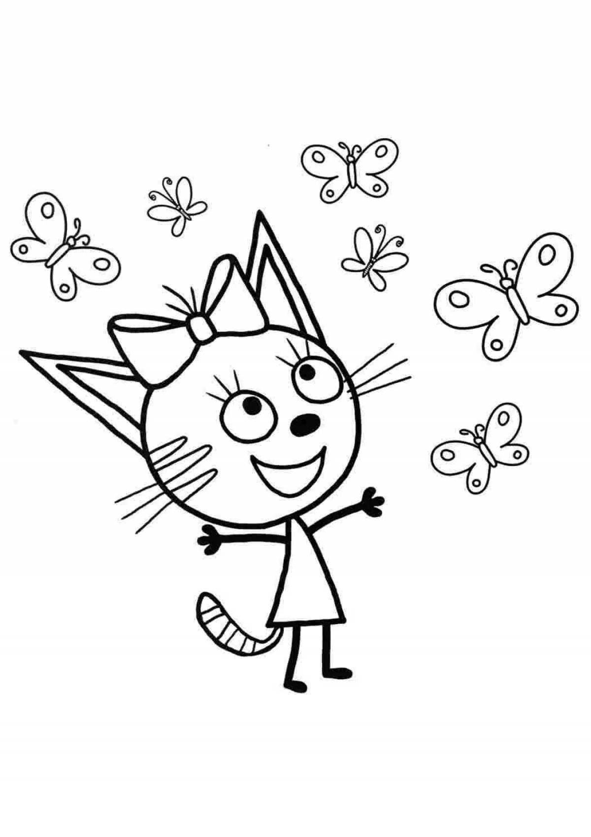 Incredible three cats coloring book for kids