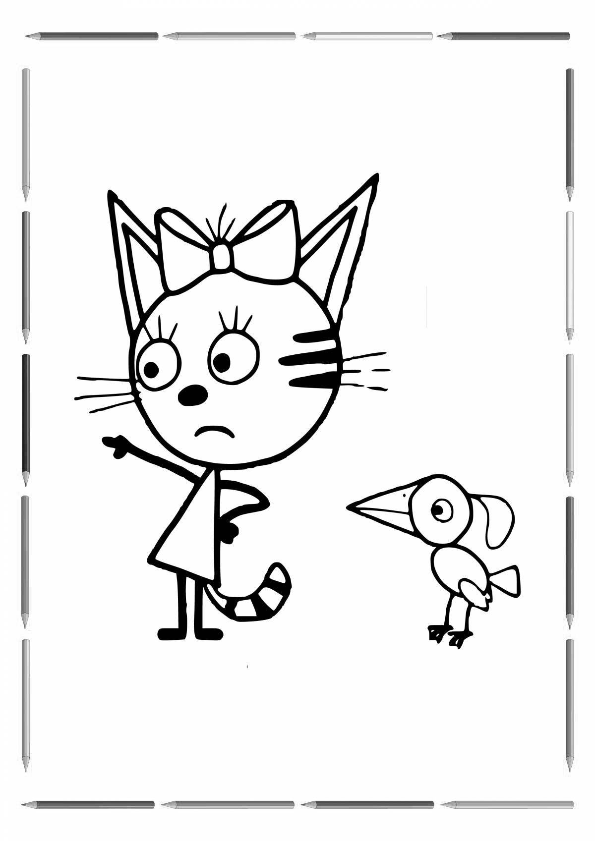 Юмористическая раскраска «три кота» для детей