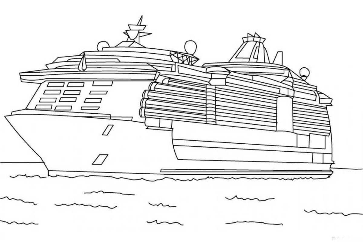 Coloring book nice warship for kids