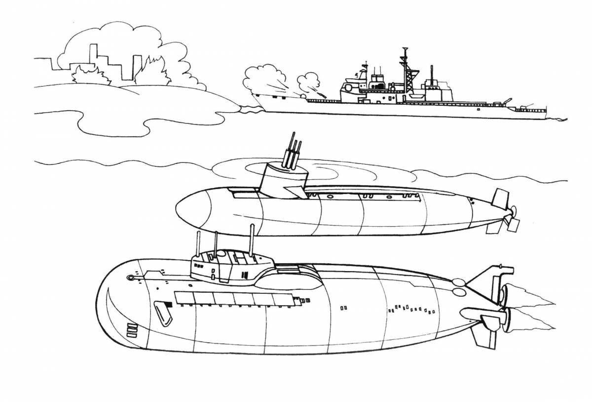Glitter warship coloring book for kids