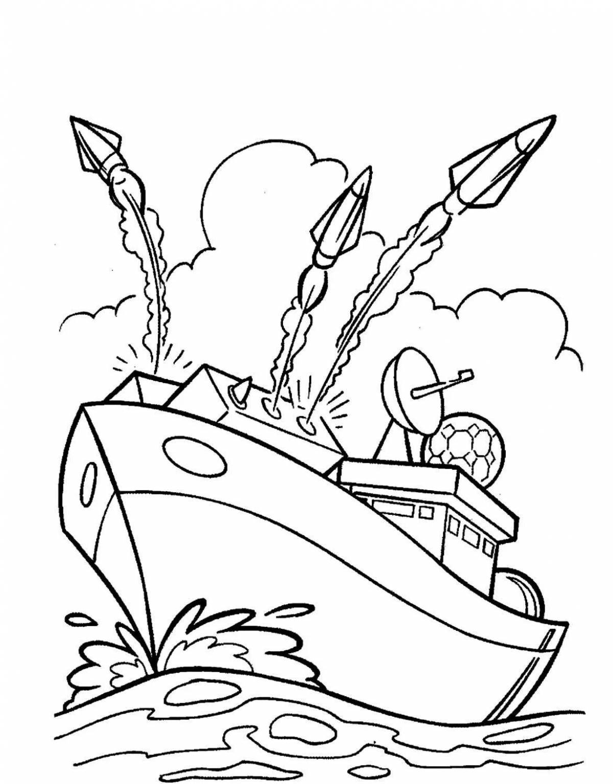 Fun warship coloring pages for kids