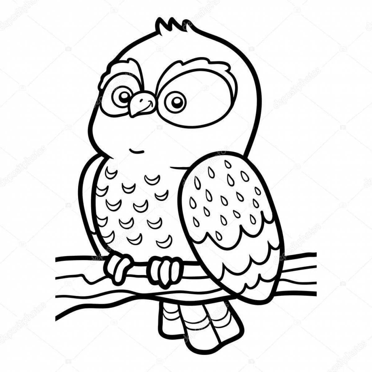 A lovely snowy owl coloring page for beginners