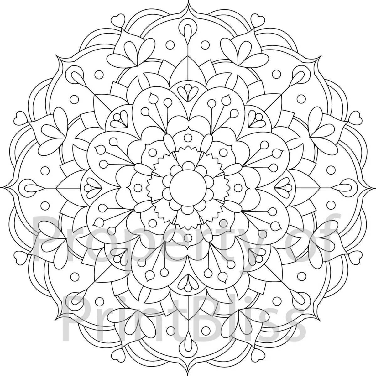 Exotic anti-stress mandala coloring pages for kids