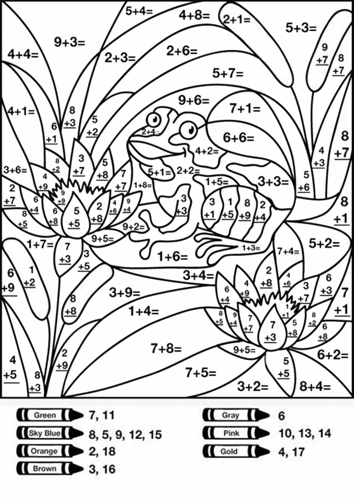 Coloring page amazing math, 2nd grade, 2nd quarter
