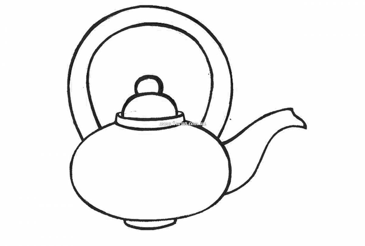 Adorable teapot and cup coloring book for preschoolers