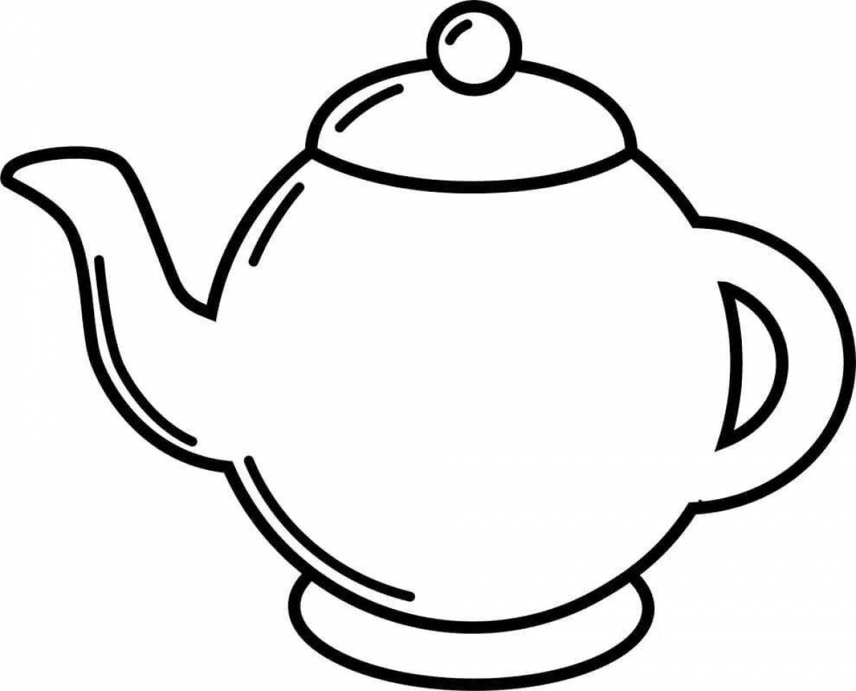 Funny coloring book teapot and cup for kids