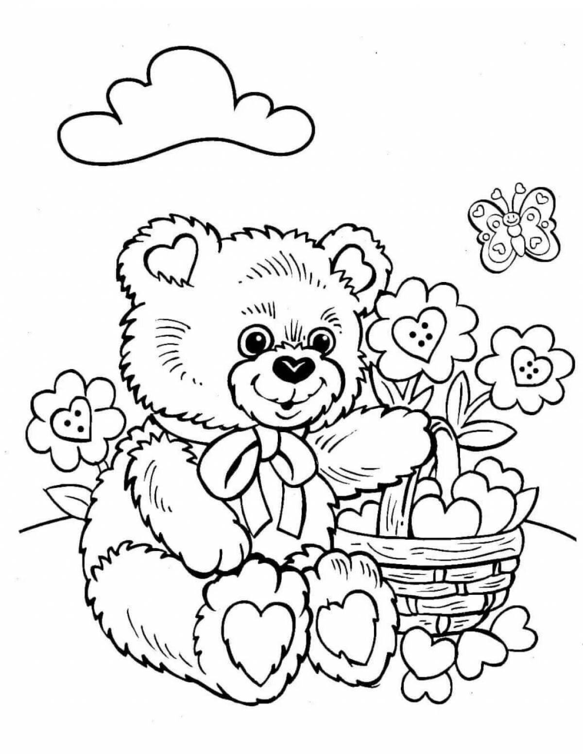 Раскраска «яркий медведь» для детей 6-7 лет