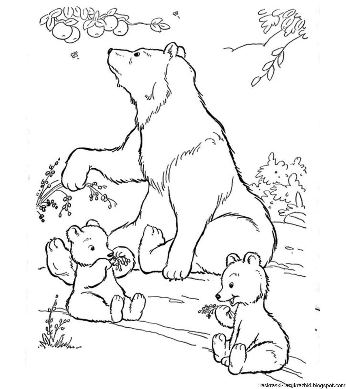 Разноцветный медвежонок-раскраска для детей 6-7 лет