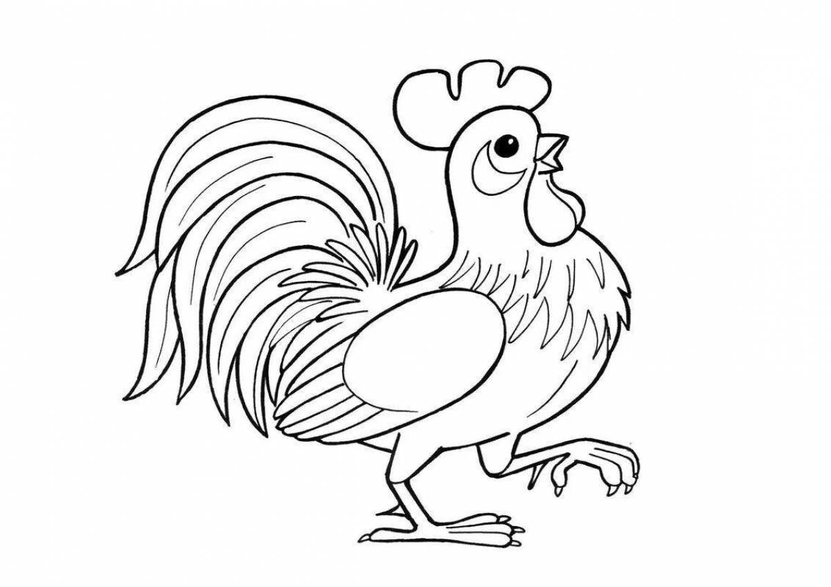 Coloring joyful rooster for children