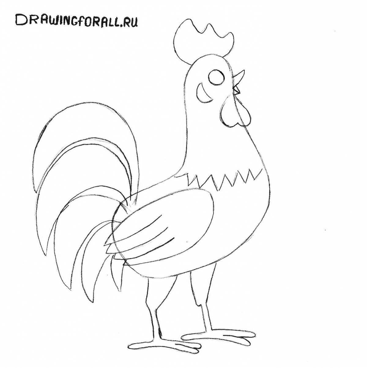 Fun rooster coloring for kids