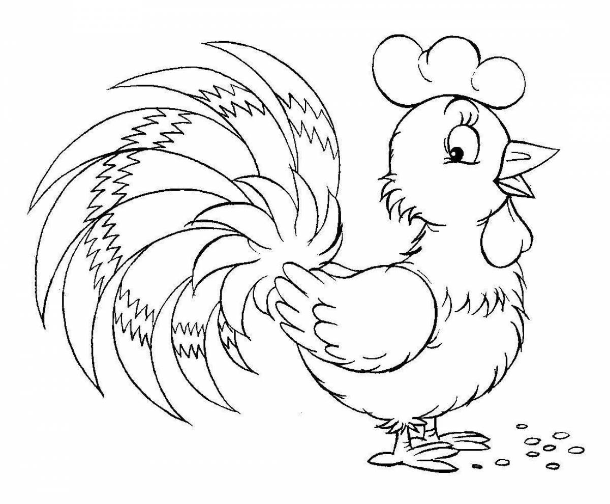 Adorable cock coloring for kids