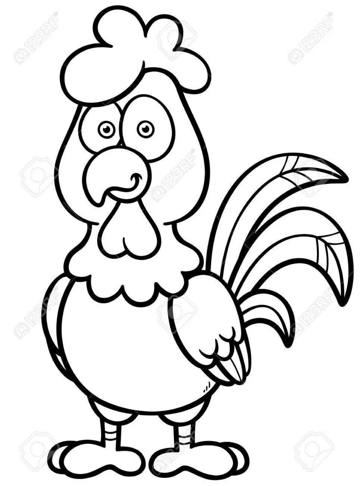 Sweet rooster coloring page for kids