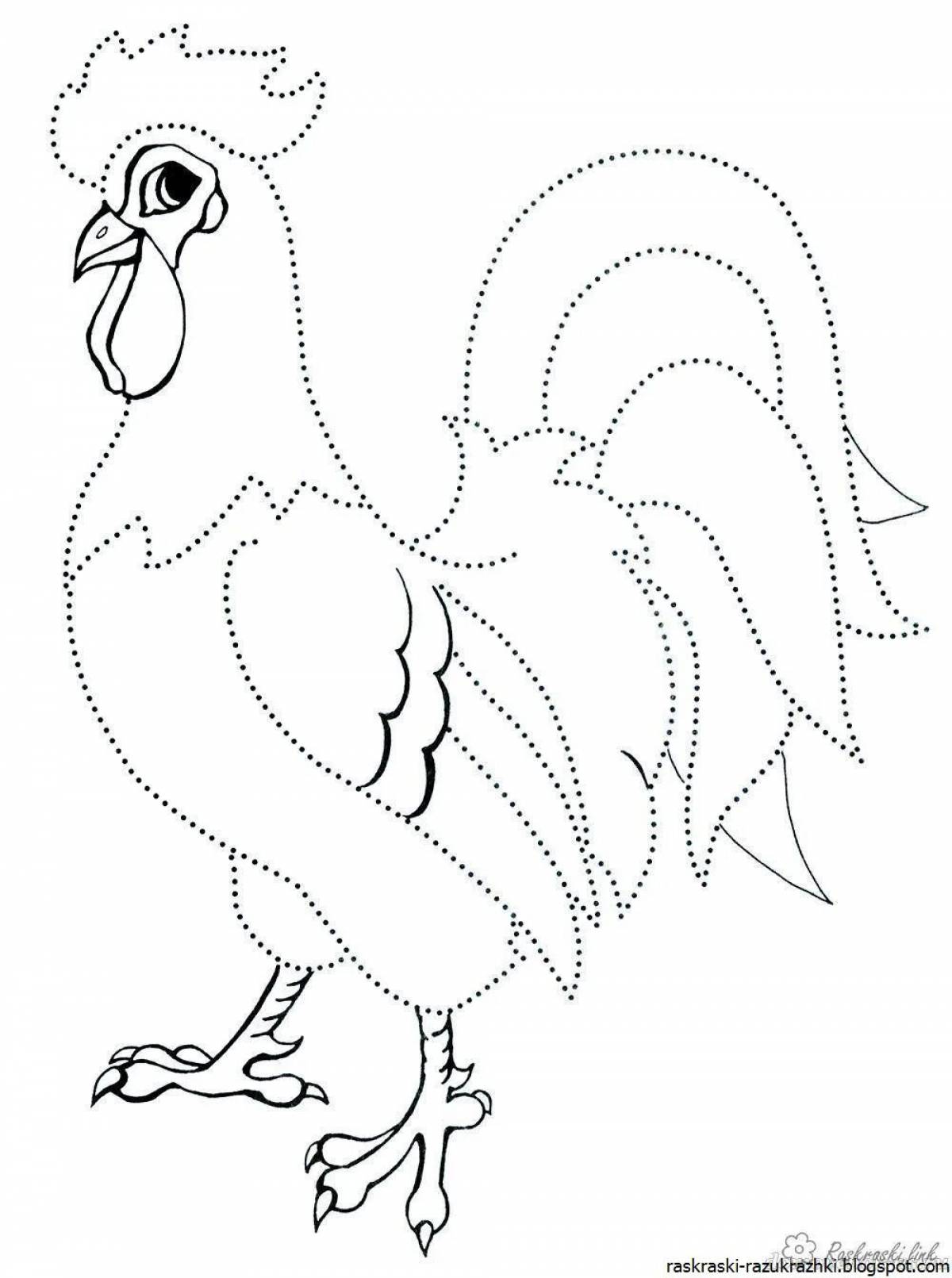 Creative rooster coloring for kids