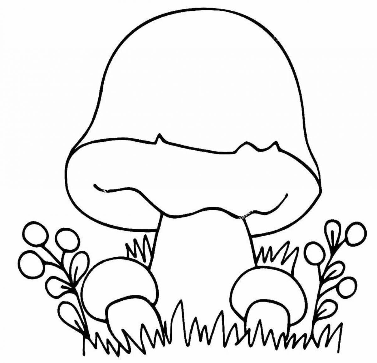 Colorful mushroom coloring page for 6-7 year olds