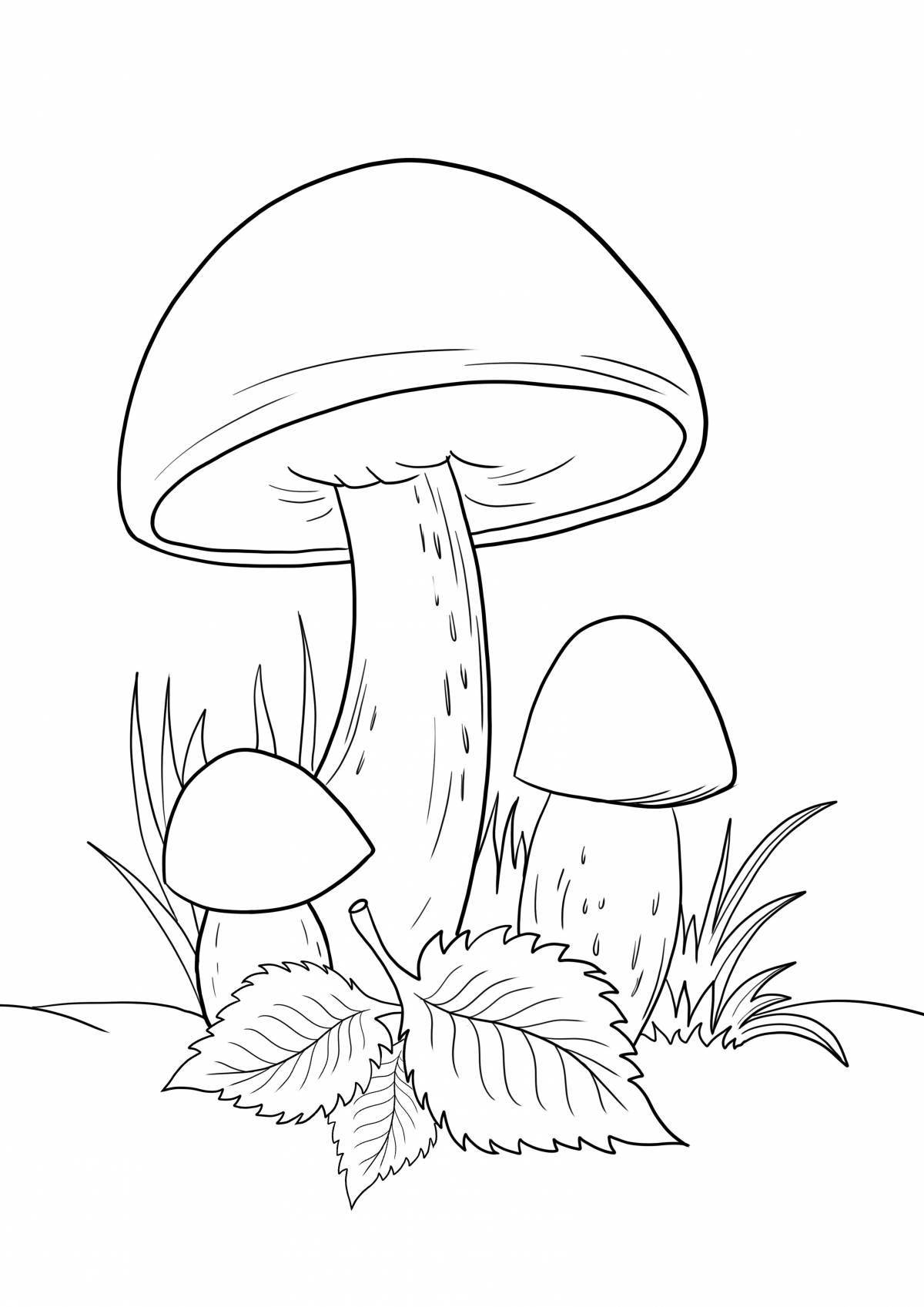 Раскраска радостный гриб для детей 6-7 лет