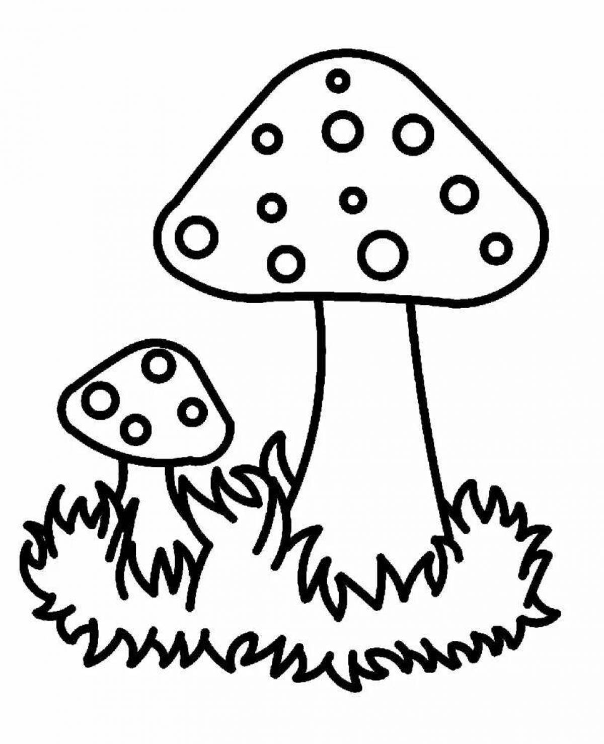 Fantastic mushrooms coloring book for children 6-7 years old