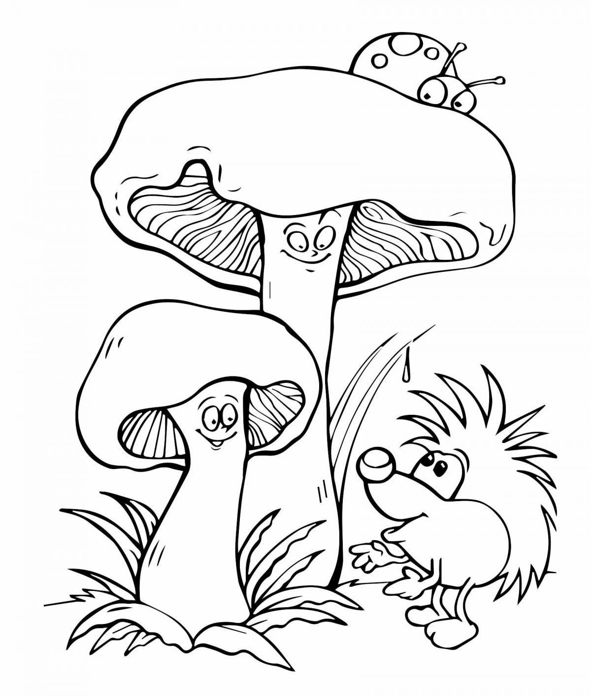 Glitter mushroom coloring pages for 6-7 year olds
