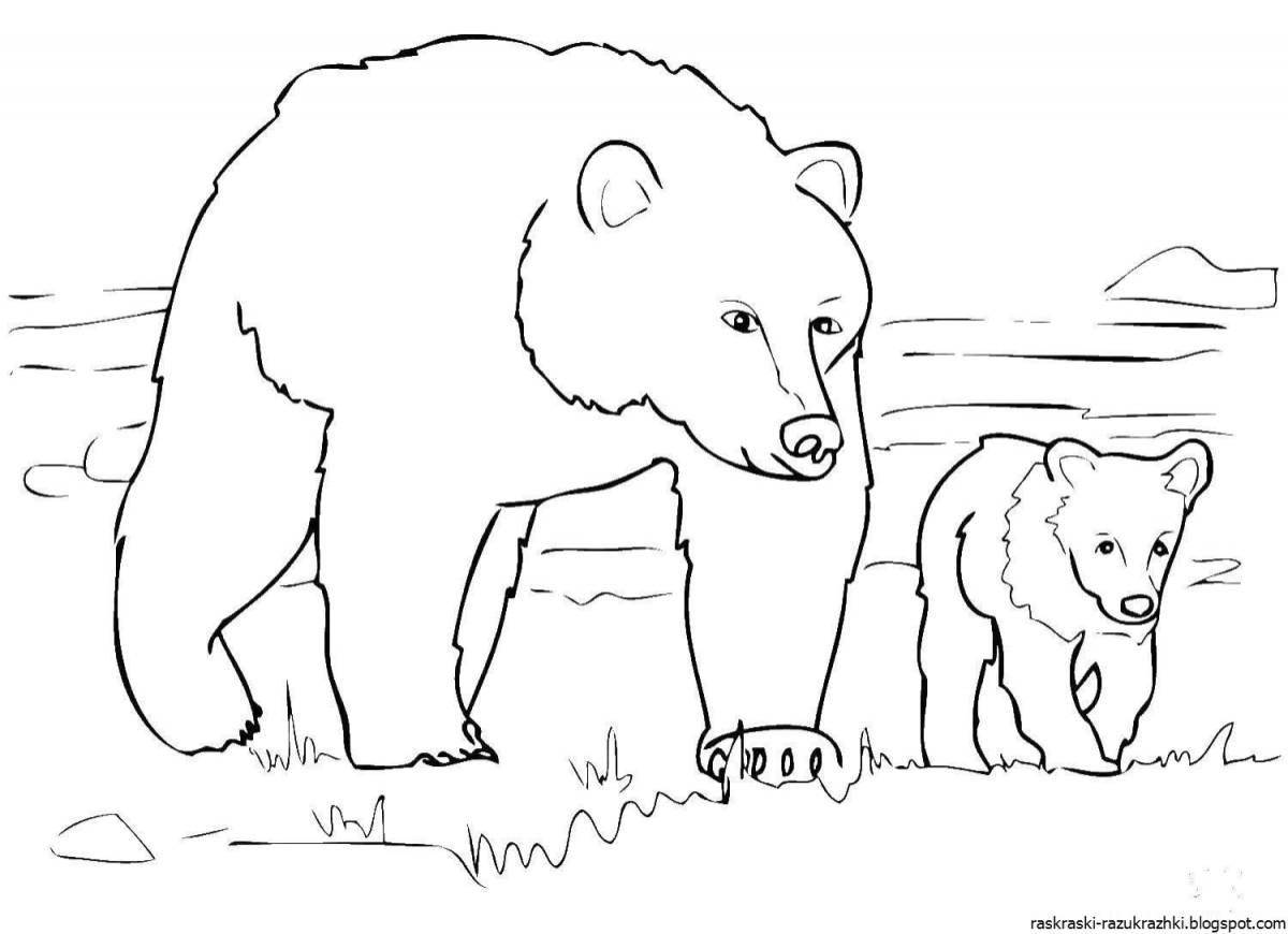 Очаровательный медвежонок-раскраска для детей 2-3 лет