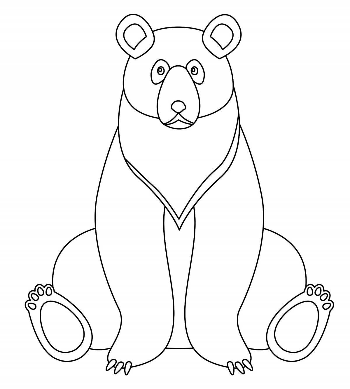 Cute bear coloring book for children 2-3 years old