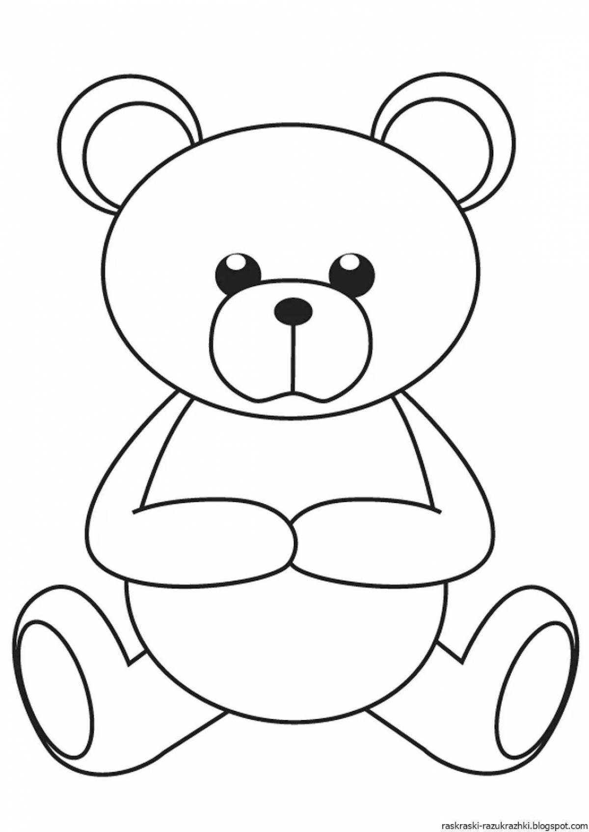 Fluffy bear coloring book for children 2-3 years old