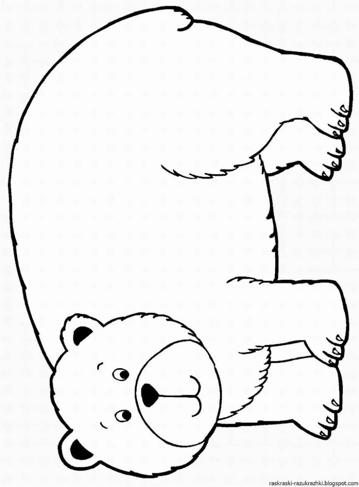 Раскраска дружелюбный медведь для детей 2-3 лет