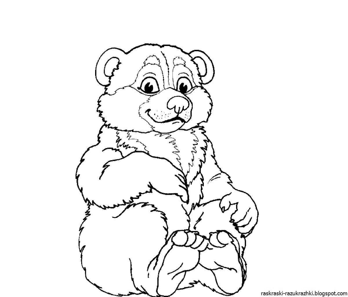 Coloring book joyful bear for children 2-3 years old