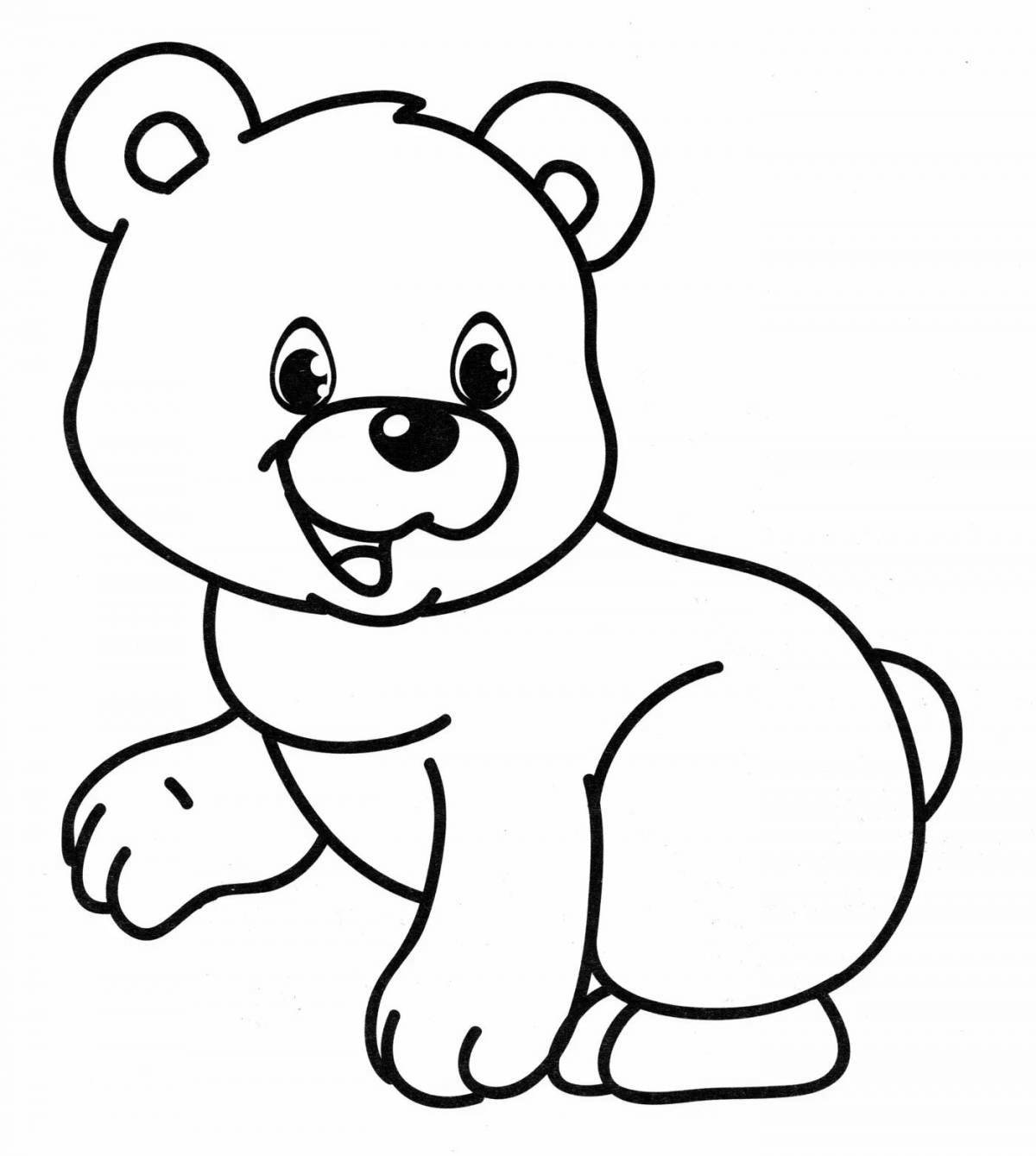 Раскраска «медвежонок с красками» для детей 2–3 лет
