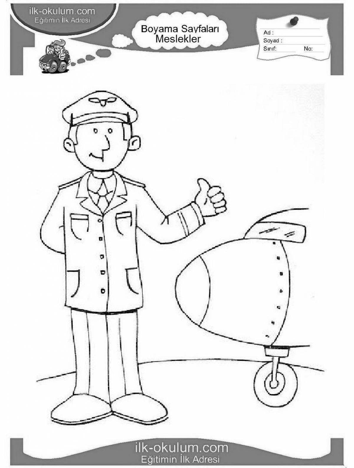 An entertaining coloring book about the military profession for preschoolers