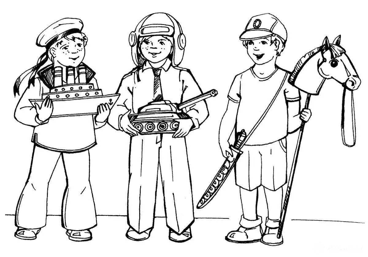 Magic military coloring for the little ones