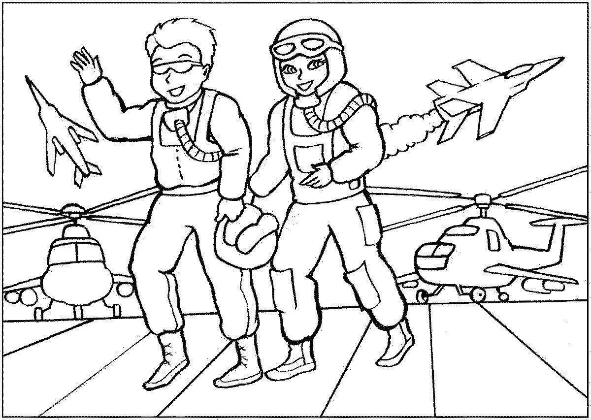 Colorful military profession coloring book for kids