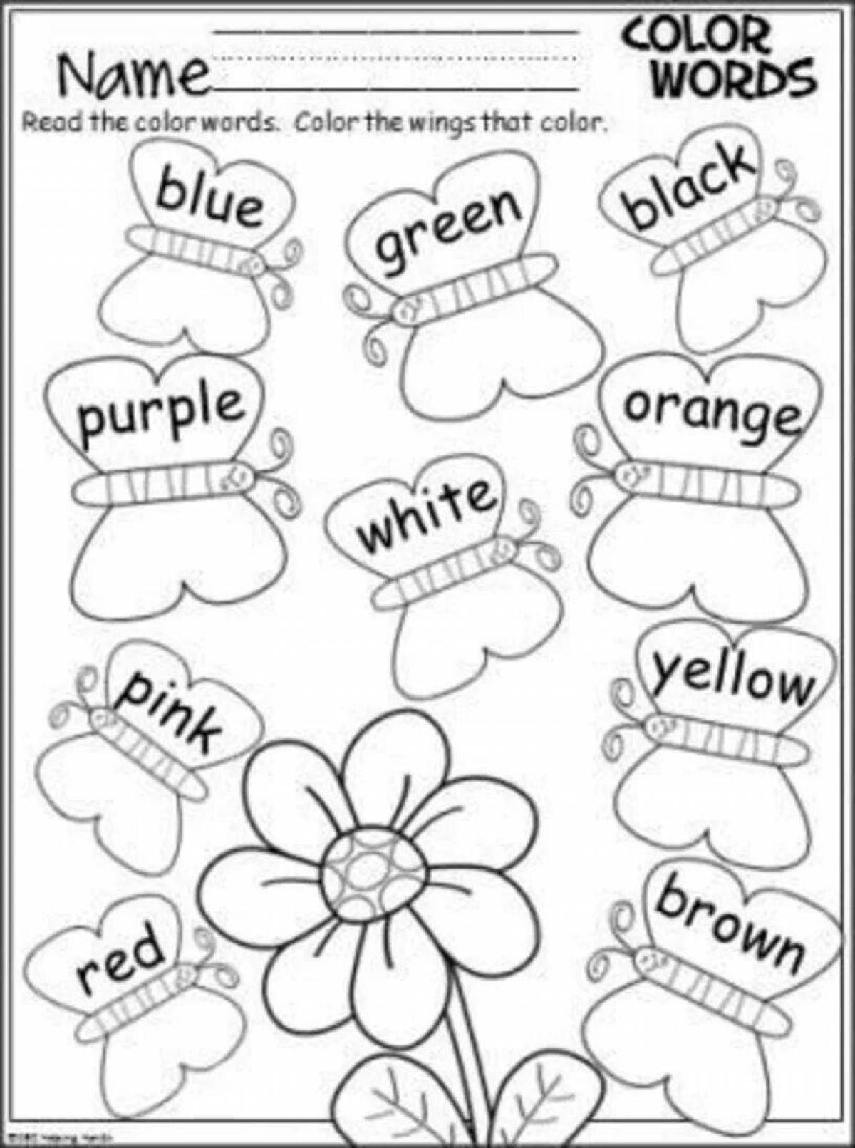 Великолепные цвета раскраски на английском языке для детей