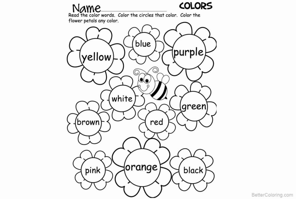 Юбилейная раскраска цвета на английском языке для детей