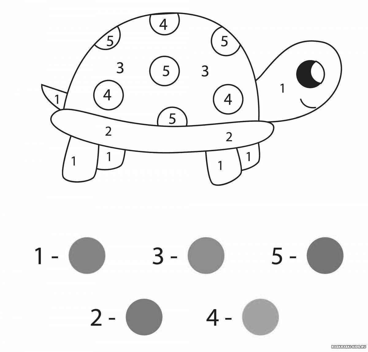 Яркая раскраска с цифрами для детей 5 лет