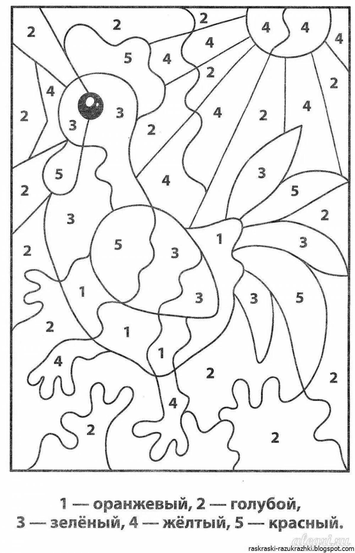 Fun coloring book with numbers for 5 year olds