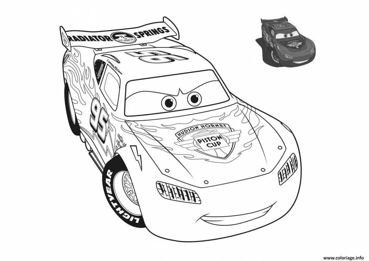 Adorable Lightning McQueen Coloring Page for 3-4 year olds
