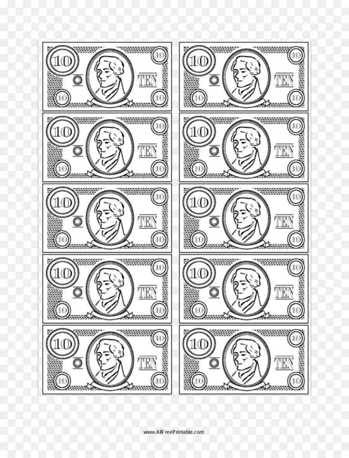 Fun money to play shop coloring page for kids